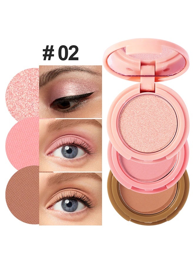 Julystar Glow Up-3 In 1 Highlight+Blush+Contour，Powder Cheek For Face Blush Bronzer Palette Long-Lasting, Ultra-Thin, Natural And Bright Color Cushion Applicator Blendable Natural Makeup Face Blush #02 - Image 2